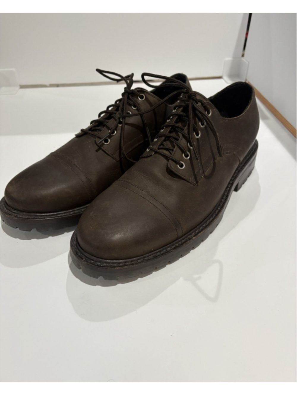 BARELY WORN Thursday Boot Company 12 Cacao Statesman Cap Toe Derby Dark Brown